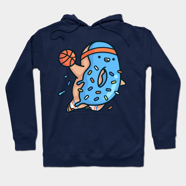 Blue Dunkin Donut with sprinkles Hoodie by Proud Potato